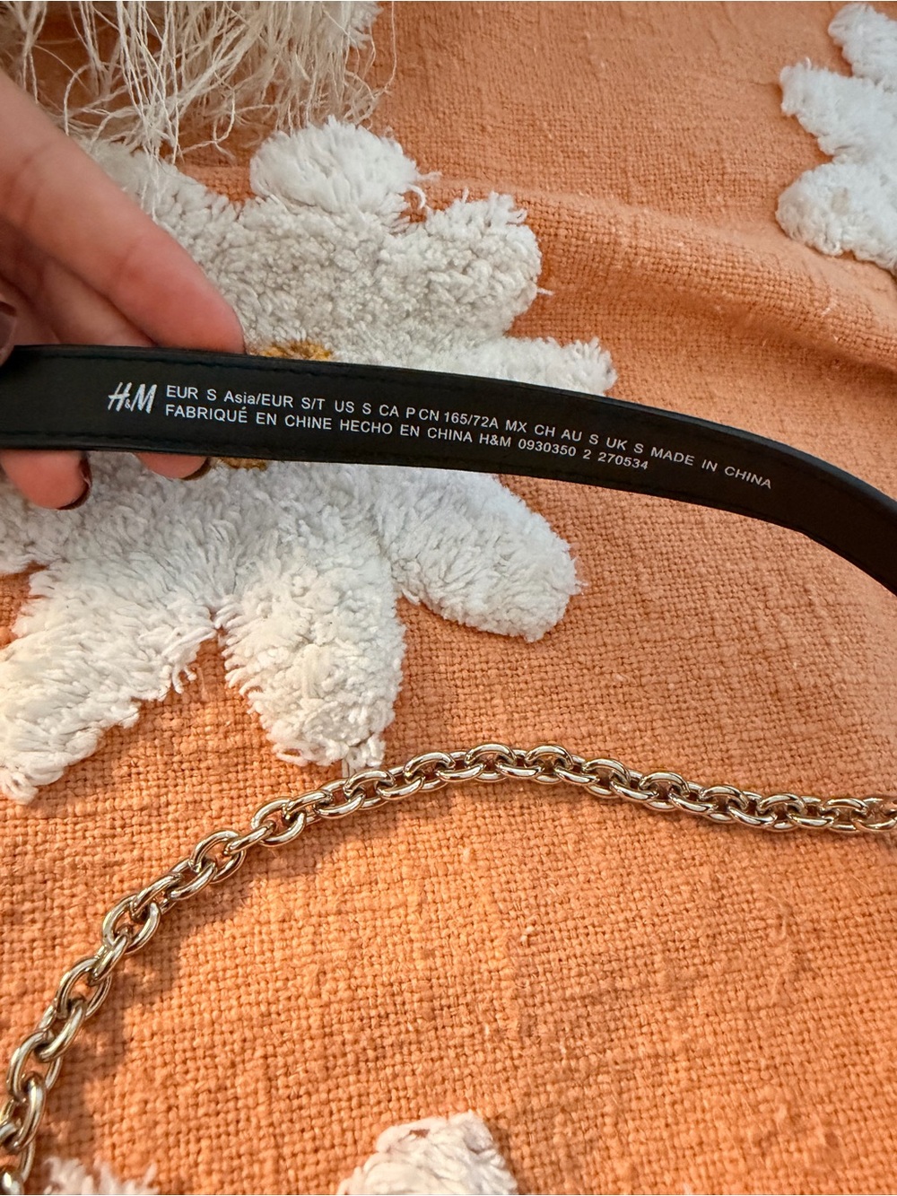 H&M Black Belt with Silver Chain Accent - Picture 3 of 3